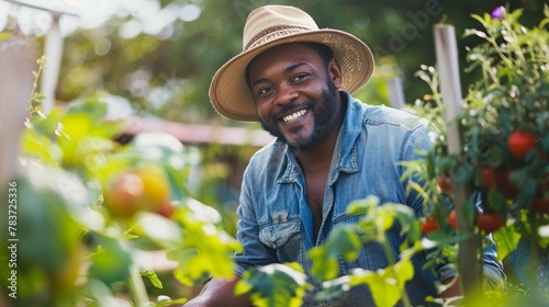 Black man working in the garden © PhotoHunter