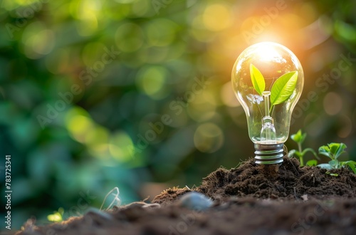 Renewable Energy and Nature Fusion with Plant Sprouting in Lightbulb