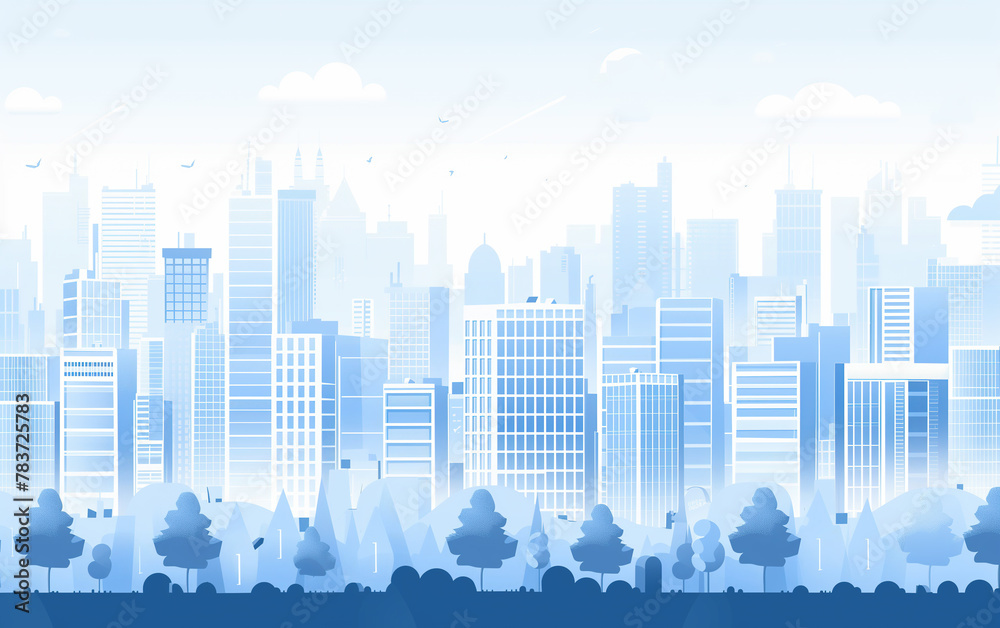 Flat style illustration of city buildings,created with Generative AI tecnology. Flat style illustration of city buildings,created with Generative AI tecnology.