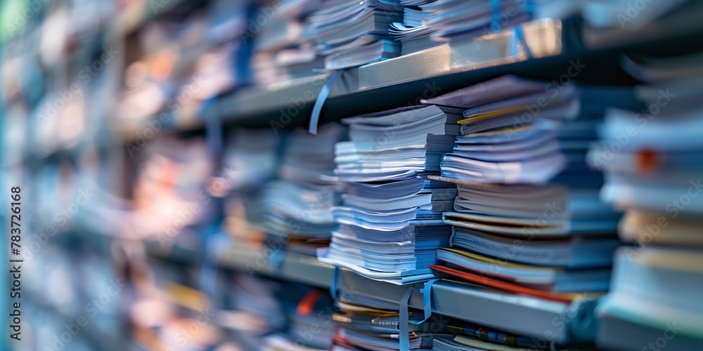 Homework papers neatly filed by subject, close-up, organized academic life Homework papers neatly filed by subject, close-up, organized academic life