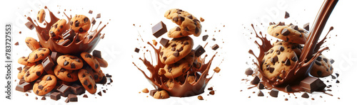 cookie chocolate with splash isolated png 
