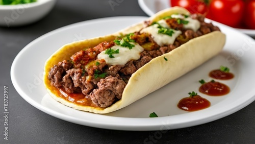  Deliciously hearty beef taco with all the fixings