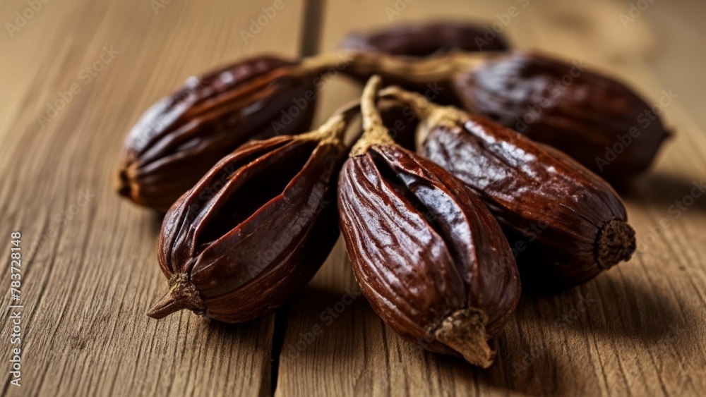  Natural beauty of dried fruits on rustic table