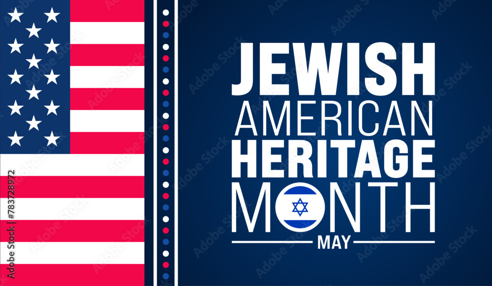 Fototapeta premium May is Jewish American Heritage Month background design template with united state and Israel Jewish flag. use to background, banner, placard, card, and poster design template. vector illustration
