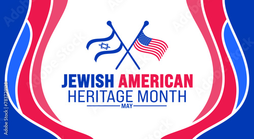 May is Jewish American Heritage Month background design template with united state and Israel Jewish flag. use to background, banner, placard, card, and poster design template. vector illustration