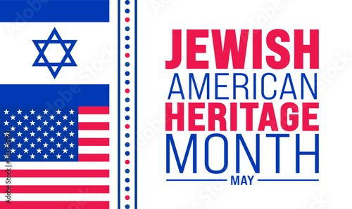 May is Jewish American Heritage Month background design template with united state and Israel Jewish flag. use to background, banner, placard, card, and poster design template. vector illustration