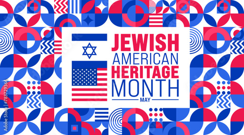 May is Jewish American Heritage Month geometric shape pattern background design template. use to background, banner, placard, card, and poster design template. vector illustration