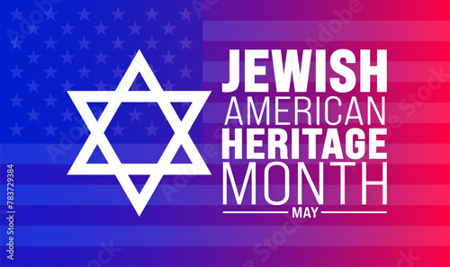 May is Jewish American Heritage Month background design template with united state and Israel Jewish flag. use to background, banner, placard, card, and poster design template. vector illustration