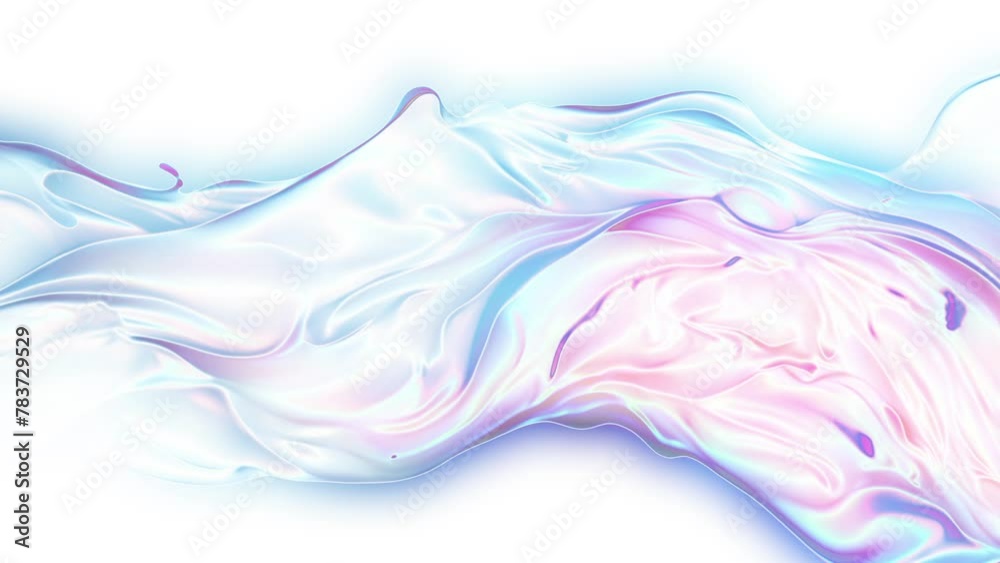 Slow motion holographic iridescent background. Blue, white, pink abstract backgrounds. Video can use in vertical position. Live wallpaper best for yours video intro, cover, opener, presentation