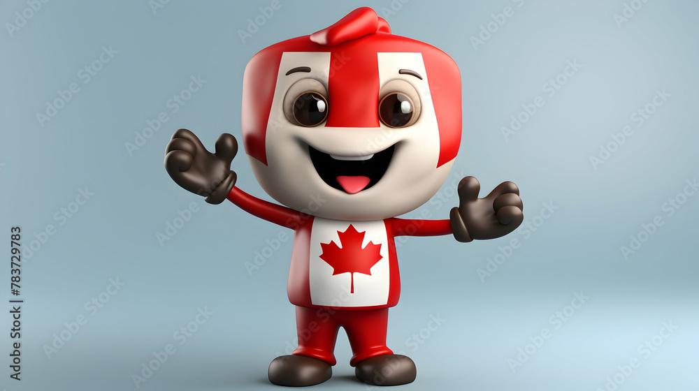 A 3D rendering character's hand proudly holding the Canadian flag A 3D rendering character's hand proudly holding the Canadian flag