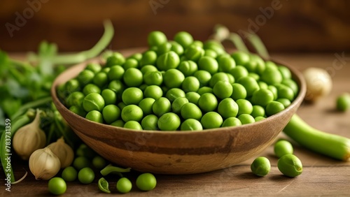  Freshly shelled peas ready for a healthy meal photo