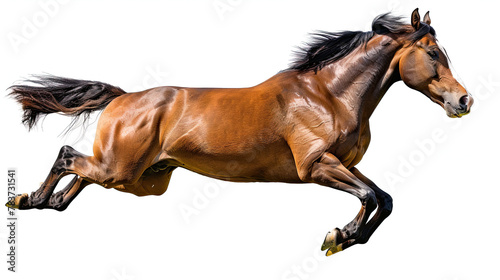 Horse jumping isolated on white background