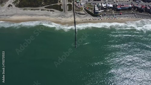 Drone Shot Over the Ocean of the US and Mexico Border