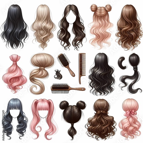 collection of different hairstyles including one of the most popular hairstyles on a white background photo