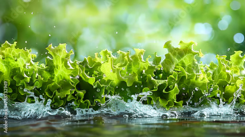 Vegetable Poster Leafy Greens Splash Water Solid Background