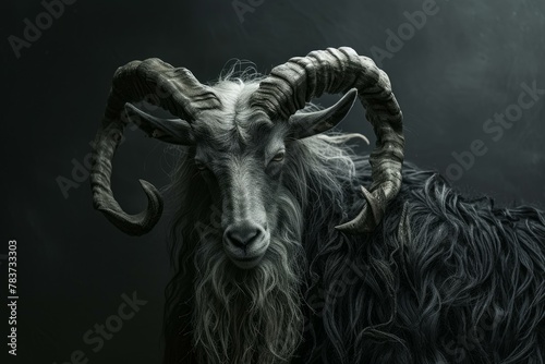 Formidable Bathomet goat demon. Evil dark occult. Generate Ai