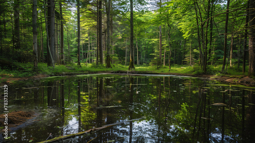 A peaceful forest pond