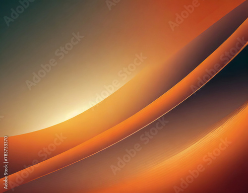 オレンジ色の光沢のあるデジタルな波型の抽象背景素材。CG風。AI生成画像。