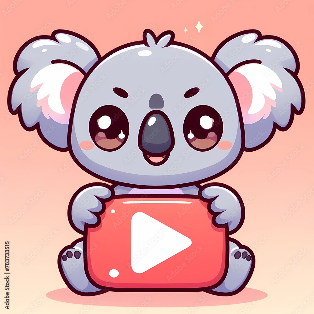 Fototapeta premium cute animal with youtube logo 