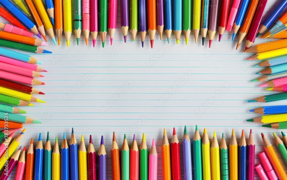 Assortment of coloured pencils with shadow on white background Assortment of coloured pencils with shadow on white background