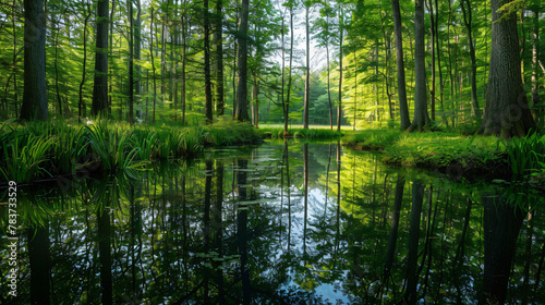 A peaceful forest pond