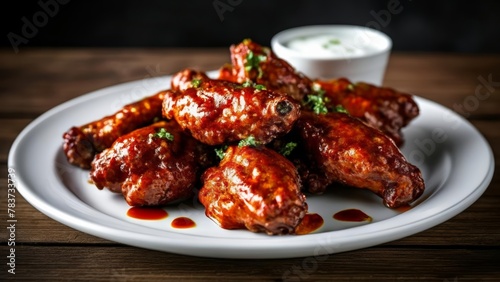  Deliciously saucy chicken wings ready to be savored