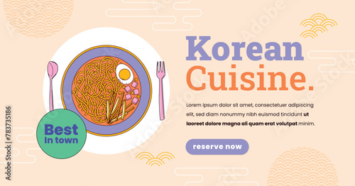 Hand drawn korean restaurant facebook template