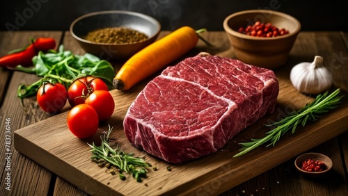  Fresh ingredients for a flavorful steak dinner photo