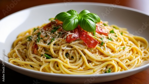  Delicious pasta dish with fresh herbs and cherry tomatoes