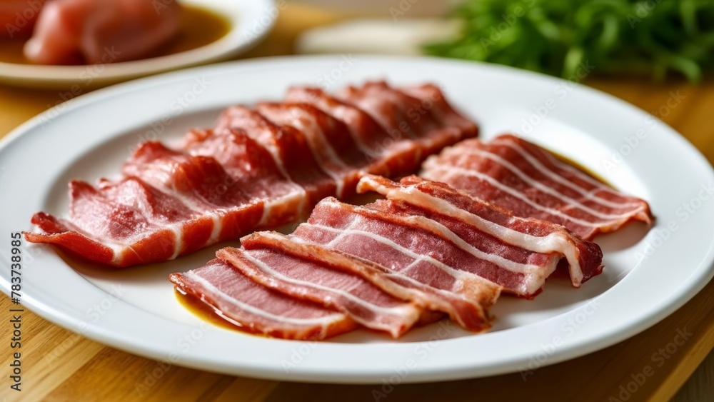  Deliciously cooked bacon strips on a plate