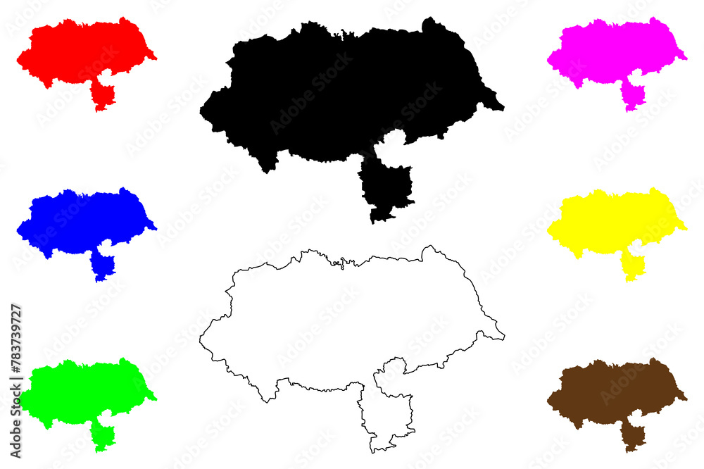 Obraz premium North Yorkshire (United Kingdom of Great Britain and Northern Ireland, England, Non-metropolitan county, shire county) map vector illustration, scribble sketch North Yorkshire map....