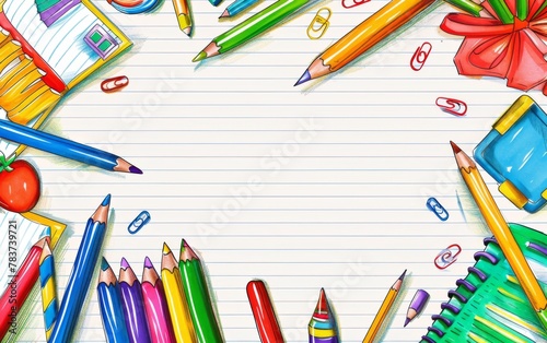 Assortment of coloured pencils with shadow on white background