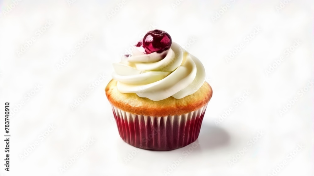 Deliciously tempting cupcake with a cherry on top Deliciously tempting cupcake with a cherry on top