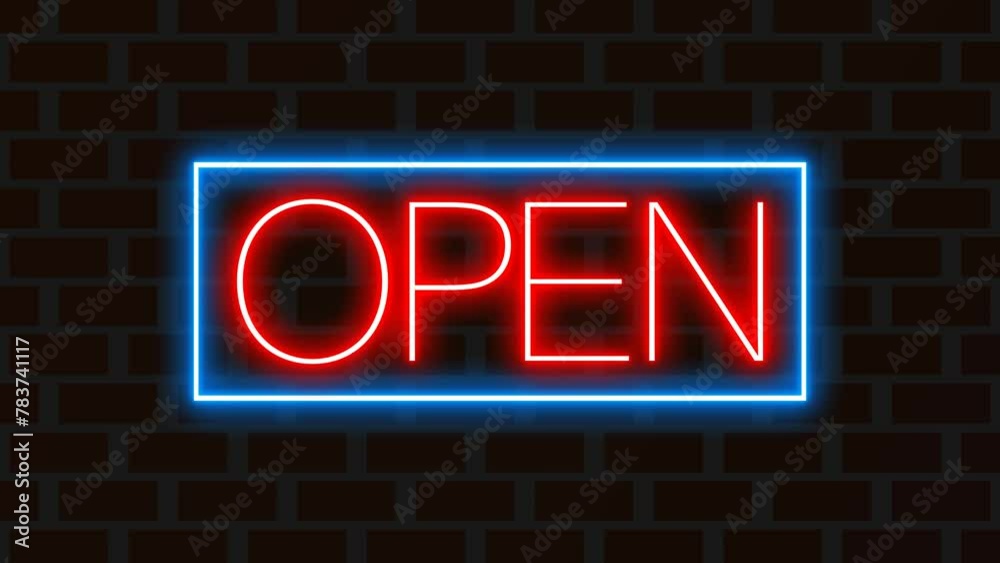open neon sign board on black background video footage. 4k open neon sign board on black background video footage. 4k