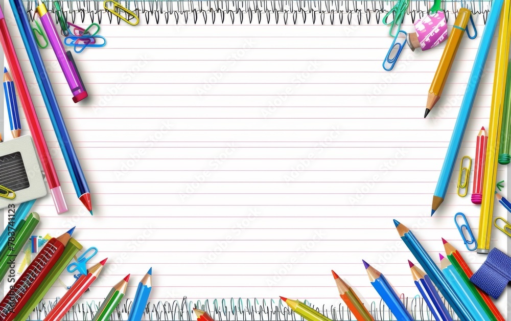Fototapeta premium Assortment of coloured pencils with shadow on white background