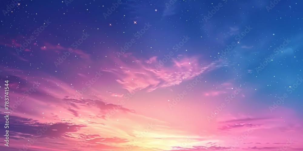 Fototapeta premium Vivid Cosmic Sky With Hues of Blue and Magenta at Twilight