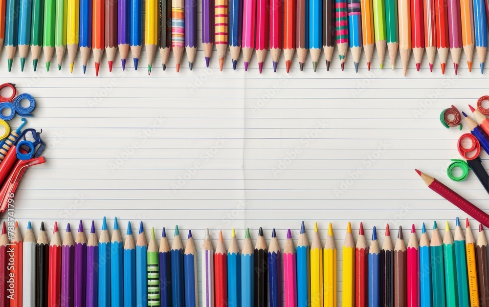Assortment of coloured pencils with shadow on white background Assortment of coloured pencils with shadow on white background