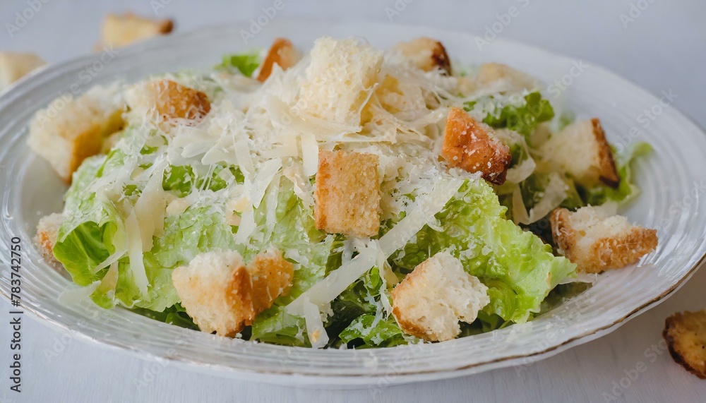 A classic Caesar salad with crisp romaine lettuce, homemade croutons A classic Caesar salad with crisp romaine lettuce, homemade croutons