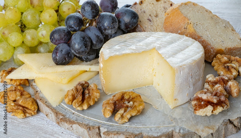 A classic French cheese platter with varieties