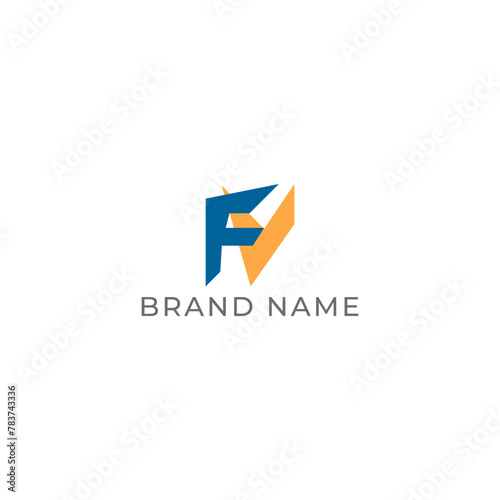 Free Download ILLUSTRATION LETTER FV GEOMETRIC LOGO ICON BLUE ORANGE FLAT COLOR TEMPLATE SIMPLE MINIMALIST ELEMENT DESIGN SIMPLE VECTOR GOOD FOR APPS, BRAND  - GFXLoad