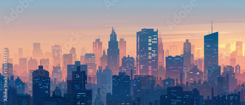 City skyline, abstract concept technology city business background illustration © lin