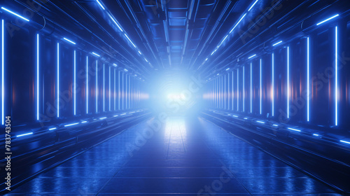 3D rendered sci-fi extended background, blue futuristic technological space scene illustration © lin