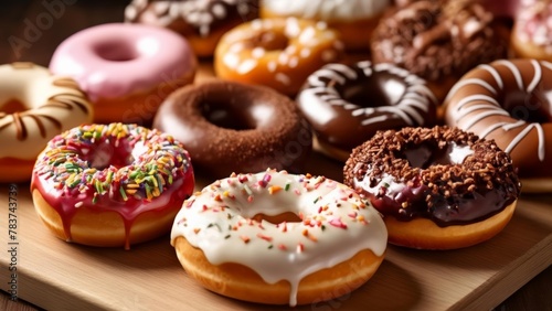  Delicious assortment of glazed and sprinkled donuts