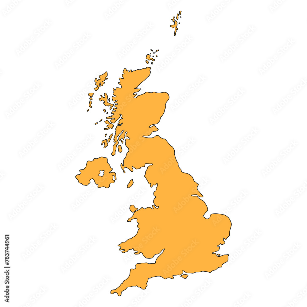 The United Kingdom of Great Britain and Northern Ireland map, detailed web vector illustration - obrazy, fototapety, plakaty 