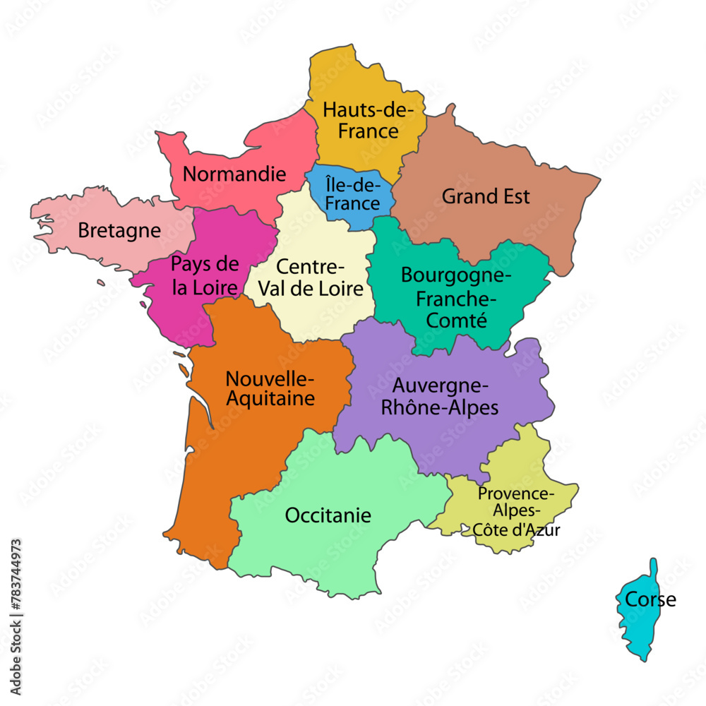 France regions map symbol shape, travel web flat concept icon symbol vector illustration