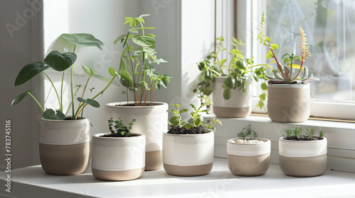 A set of ceramic planters in various sizes