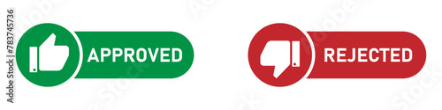 Approved and rejected icons. Approved and rejected illustration set