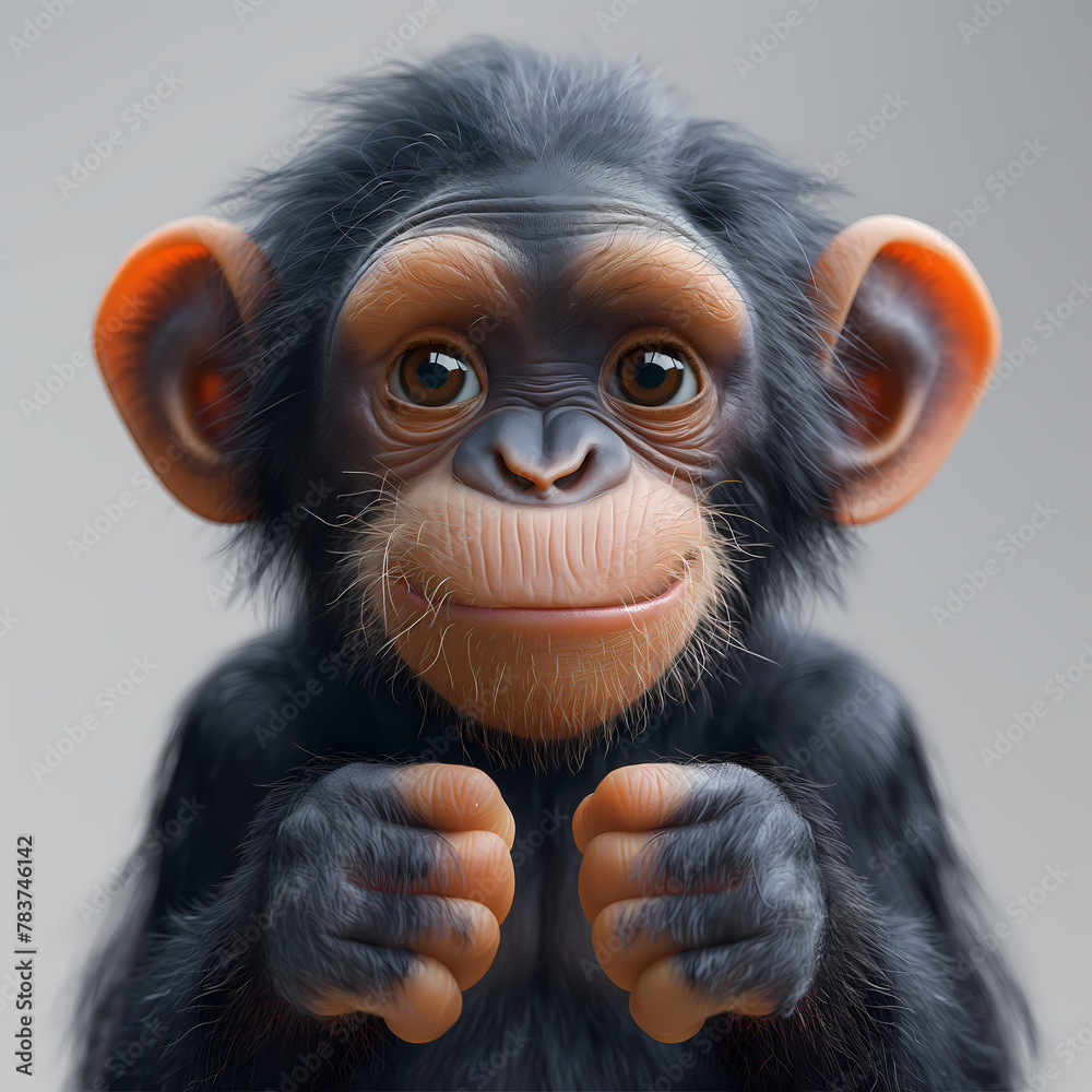 A cute and happy baby chimpanzee 3d illustration A cute and happy baby chimpanzee 3d illustration
