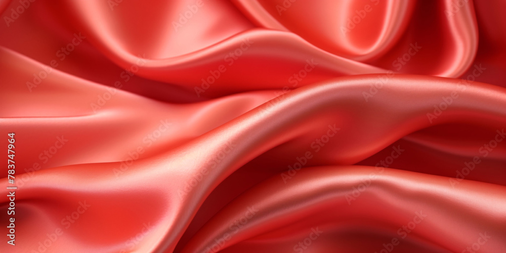 Obraz premium Red silk background, flowing red cloth 3D rendering