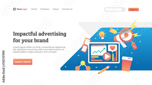 Gradient advertising agency landing page design